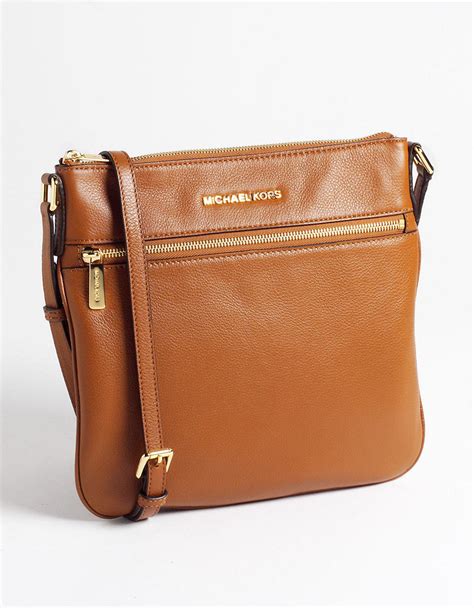 michael kors brown purse leather criss cross and canvas|Michael Kors flat crossbody purse.